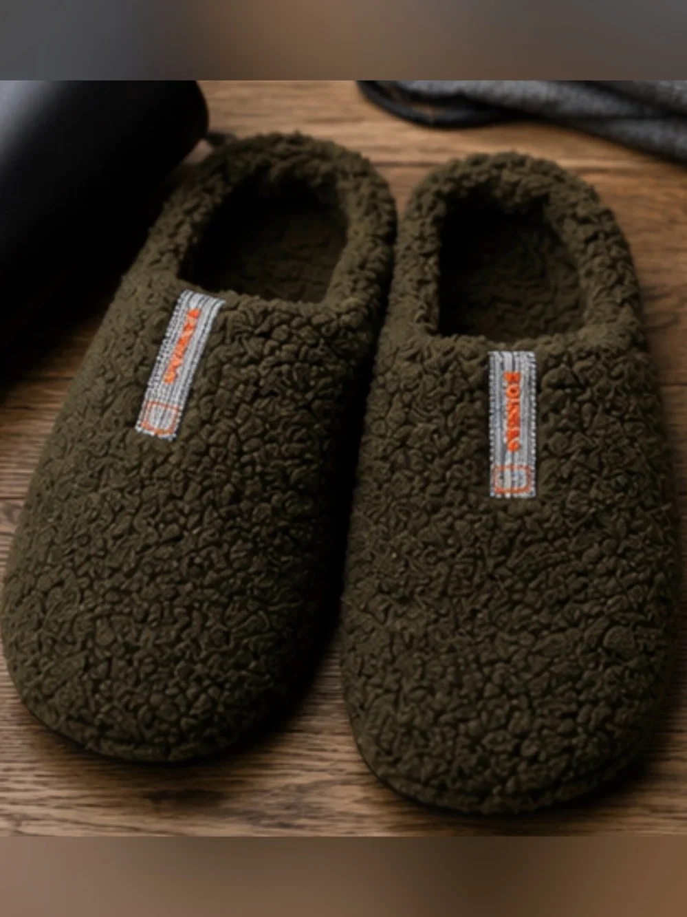 BOMBAS Sunday Slippers Men’s Olive Green Sherpa Fleece Mule House Shoes 13